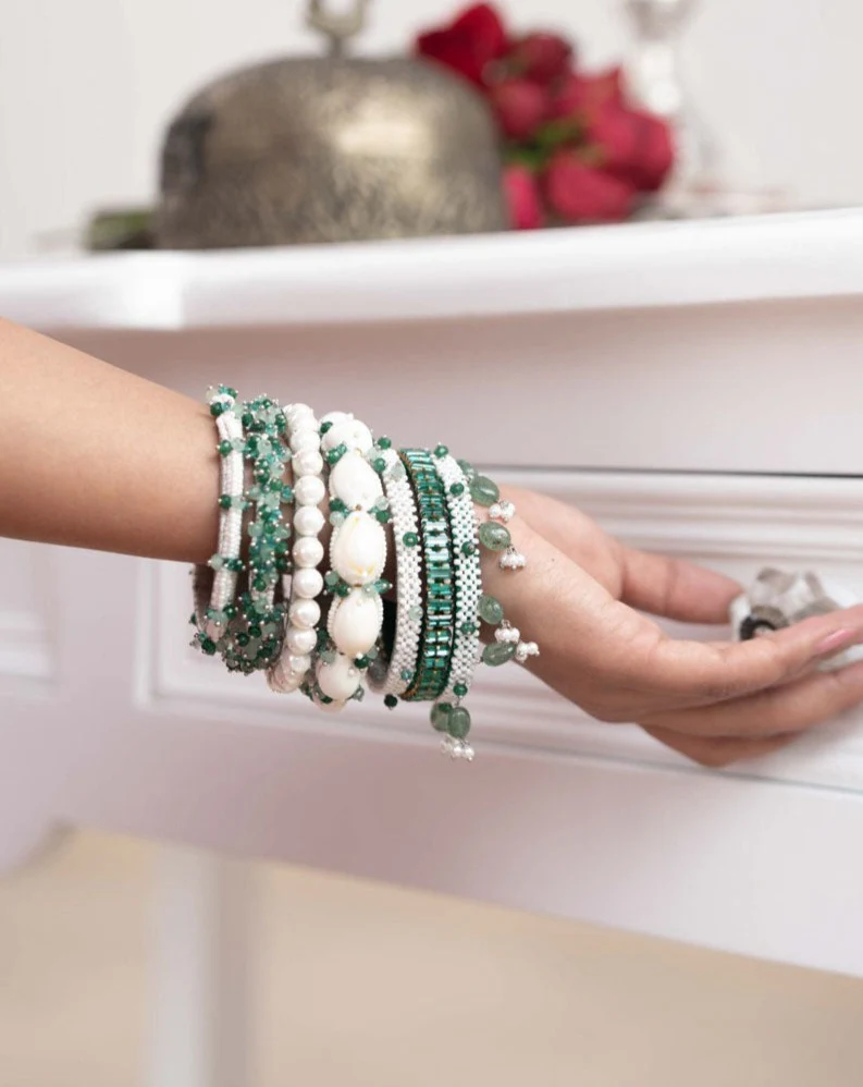Charbagh Bangle Set in Green - Image 3