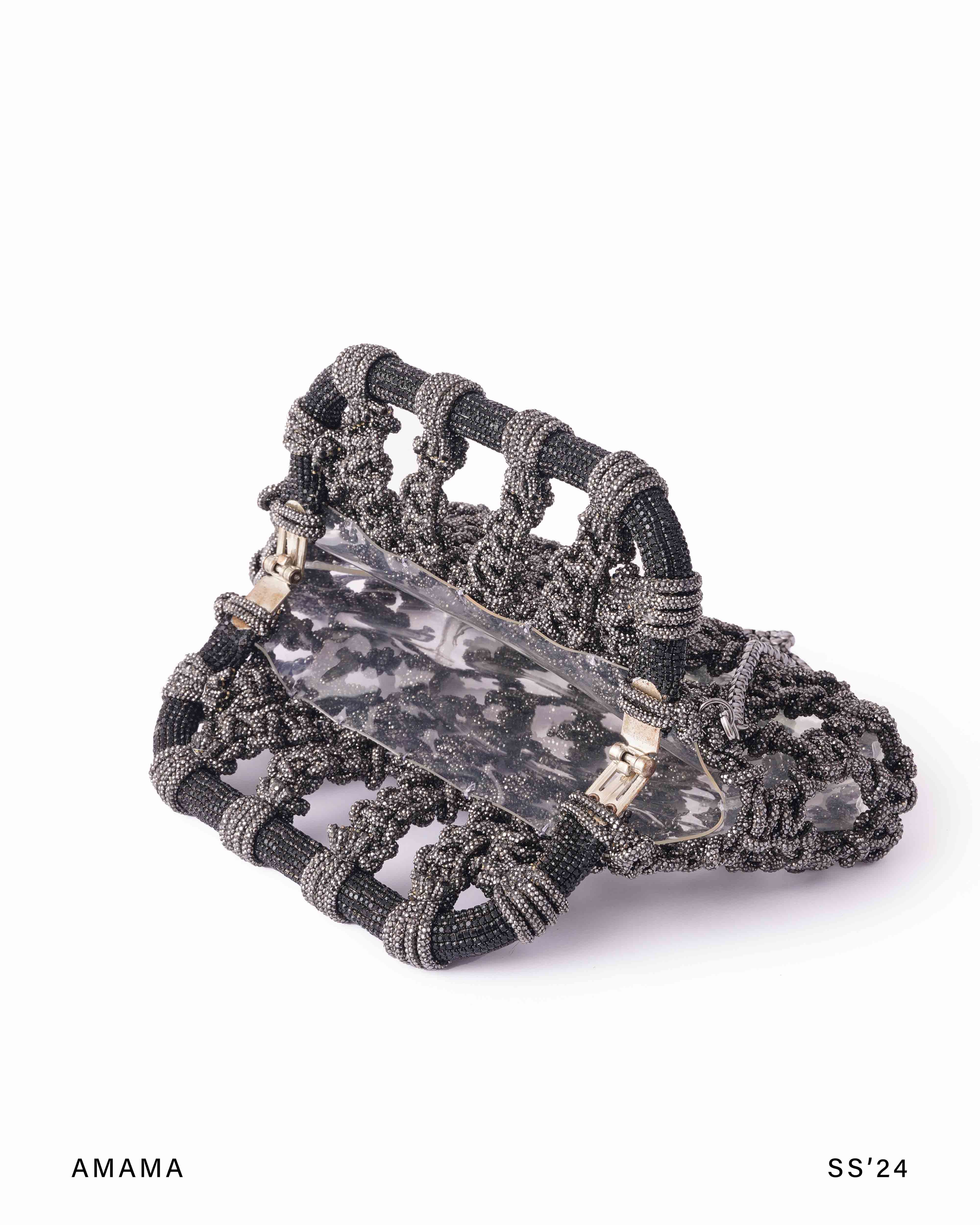 Luna Plaided Clutch In Gunmetal - Image 5