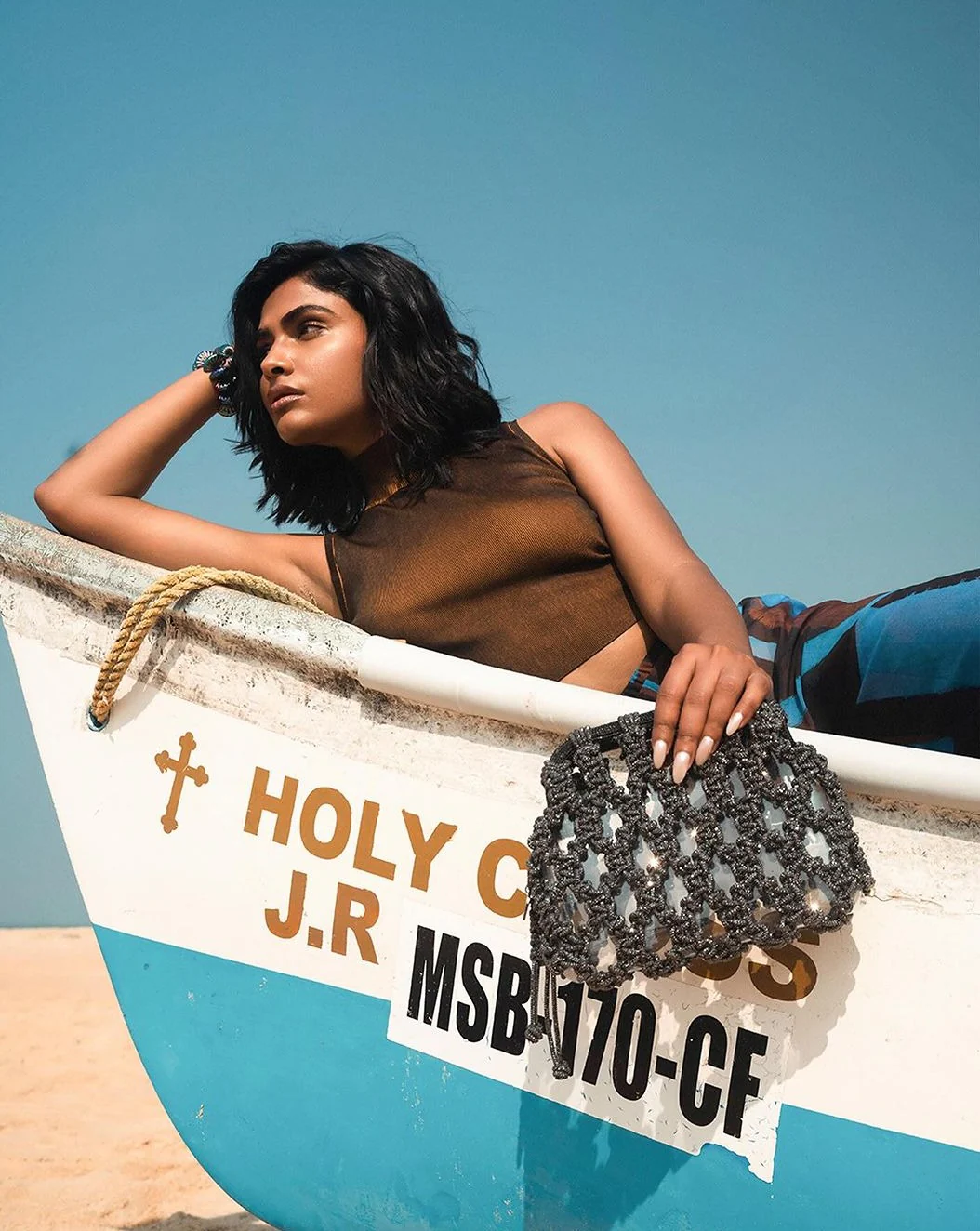 Luna Plaided Clutch In Gunmetal - Image 6