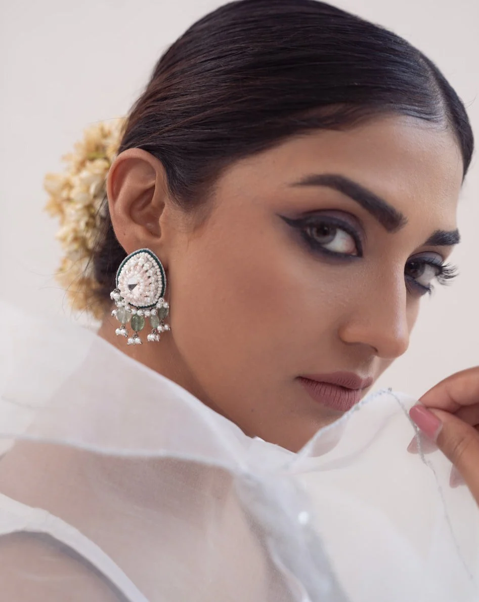 Mini Trellis Studs In Green Aventurine - Image 5