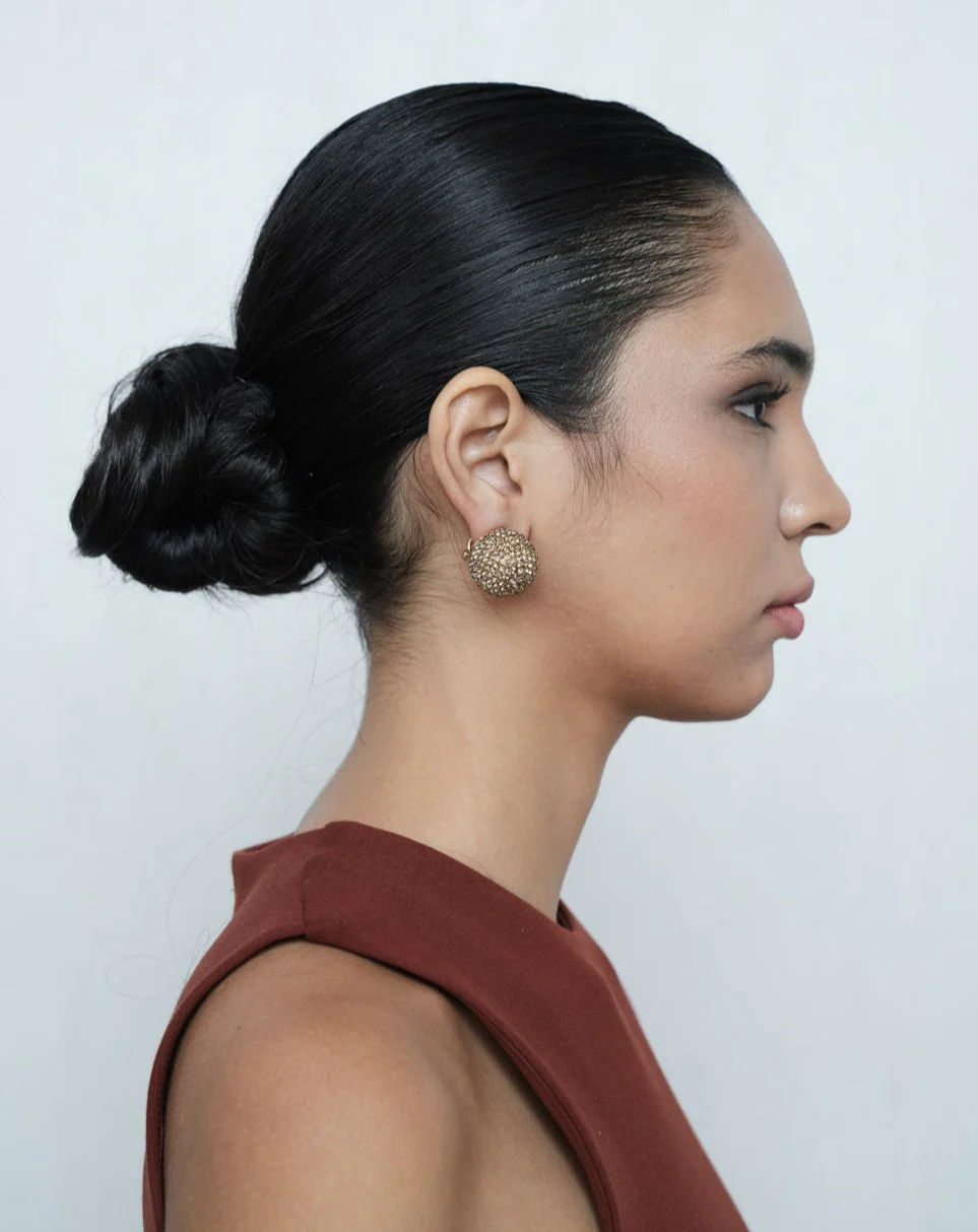 Nano Aurora Studs In Champagne Gold - Image 3