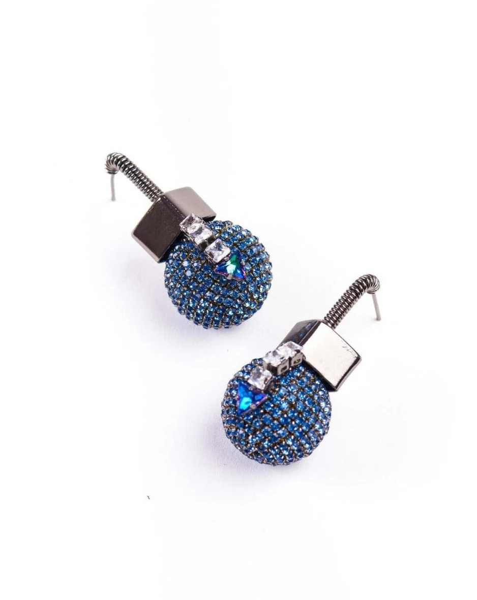 Orb Lock Earrings In Gunmetal - Image 3