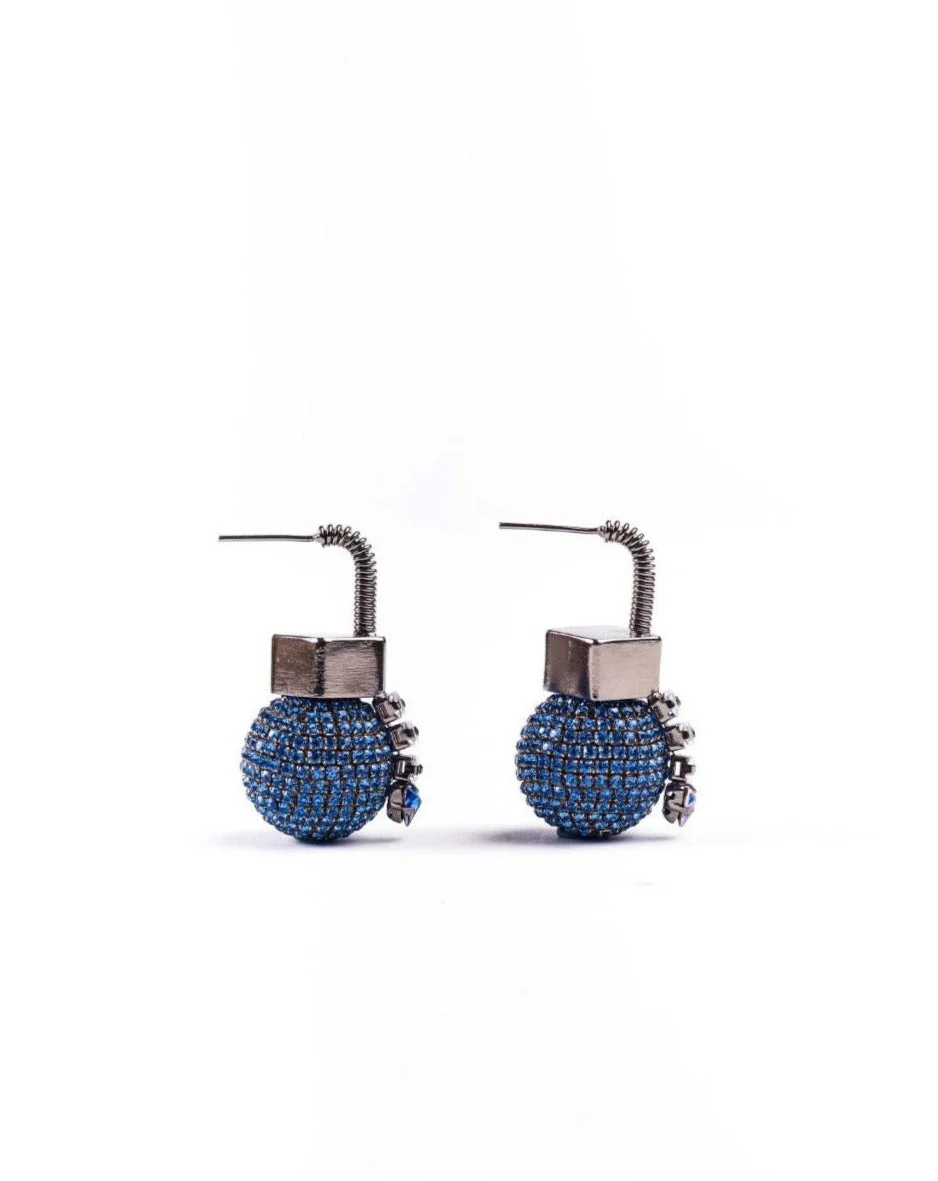 Orb Lock Earrings In Gunmetal - Image 4